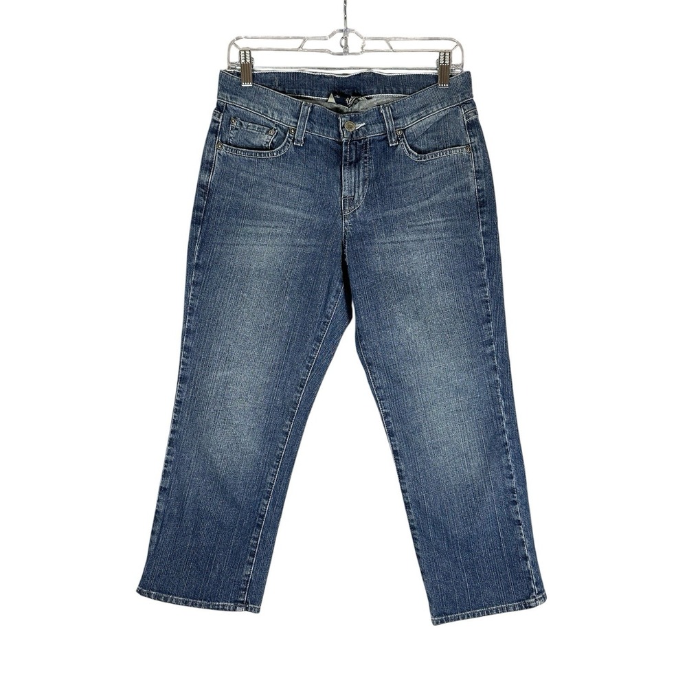 Lucky‎ Brand Classic Rider Crop Dungaree Jeans Sz 6 Medium Wash Stretch